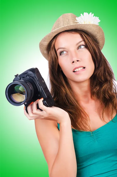 Attractive female photographer — Stock Photo, Image