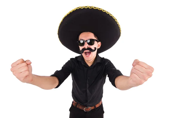 Man wearing mexican sombrero hat — Stock Photo, Image