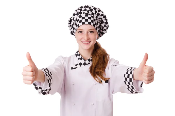 Жіночий шеф-кухаря, ізольовані — стокове фото
