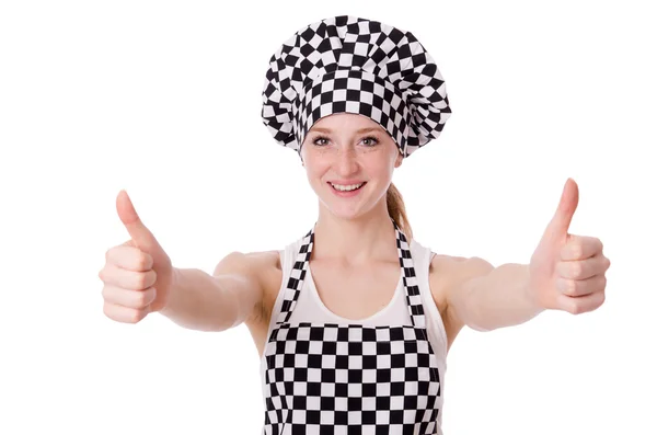 Elszigetelt fehér női szakács — Stock Fotó