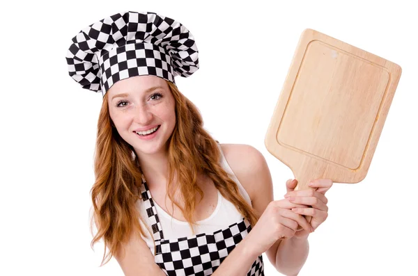 Femme chef isolée sur blanc — Photo