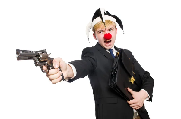 Zakenman clown in grappige concept — Stockfoto