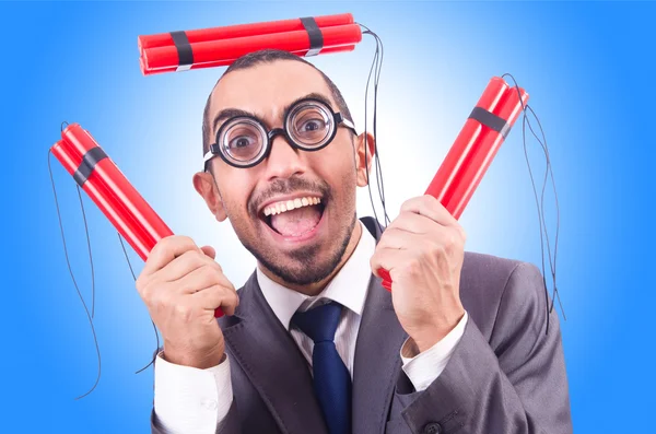 Businessman with dynamite — Stock Photo, Image