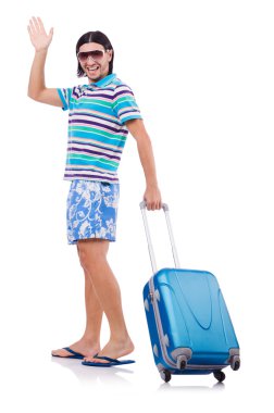 Torbalı turist beyazı izole etmiş.