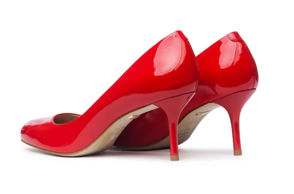 Κόκκινα γυναικεία παπούτσια απομονωμένα στο λευκό φόντο — Φωτογραφία Αρχείου