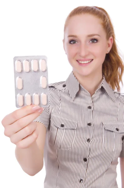 Jovem com pílulas — Fotografia de Stock