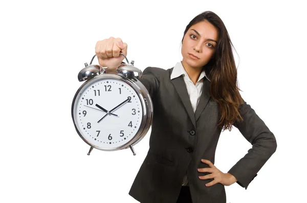 Geschäftsfrau mit Uhr verpasst ihre Fristen — Stockfoto