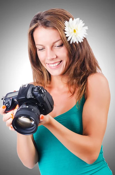 Attractive female photographer — Stock Photo, Image