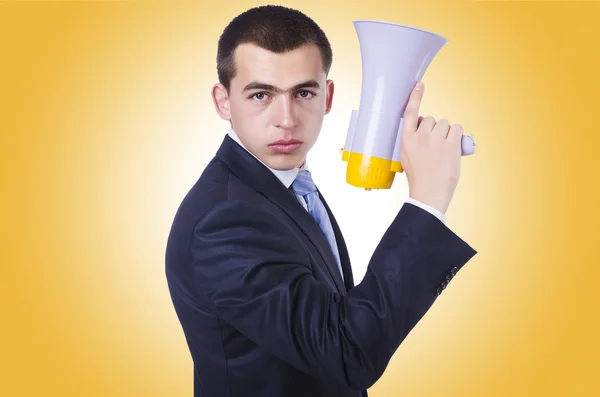 Man with loudspeaker — Stock Photo, Image