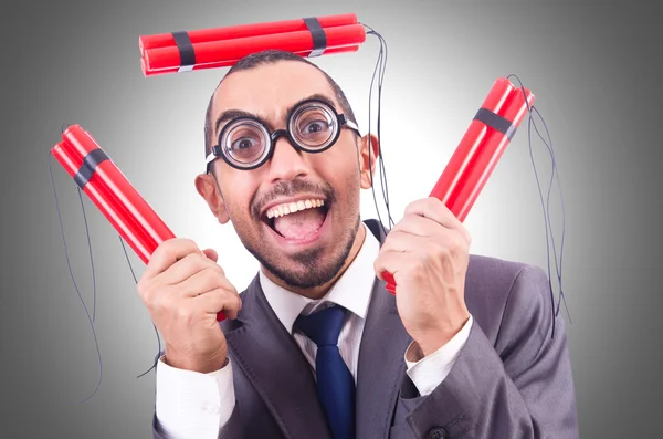 Business man with dynamite — Stock Photo, Image