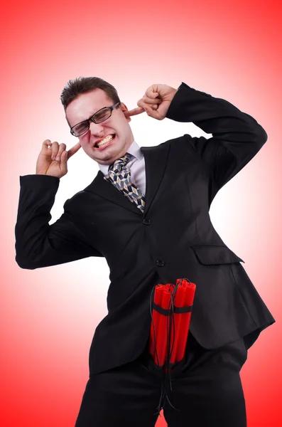 Business man with dynamite — Stock Photo, Image