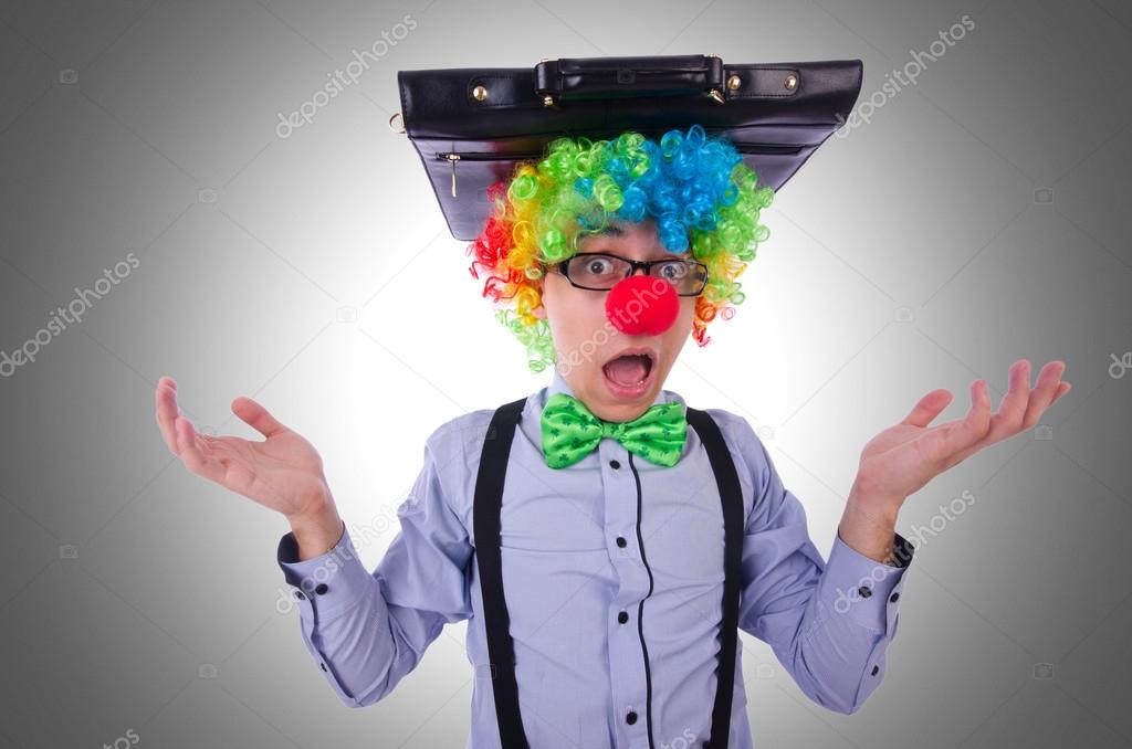 Clown businessman against the gradient