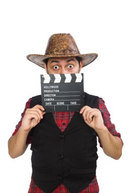 küçük kovboy üzerinde beyaz izole