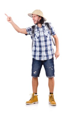 Bir turist sırt çantası ile