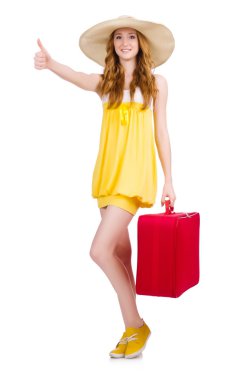 Seyahat çantası ile genç kız