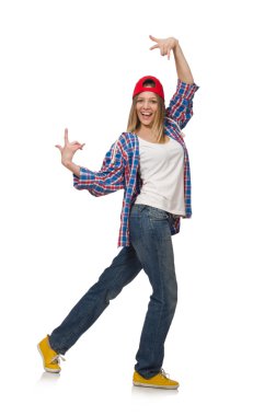 Beyaz tenli kadın dansçı.