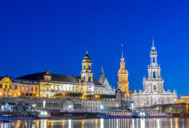 Dresden skyline at night clipart