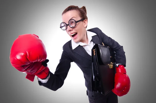 Funny boxer woman — Stock Photo, Image