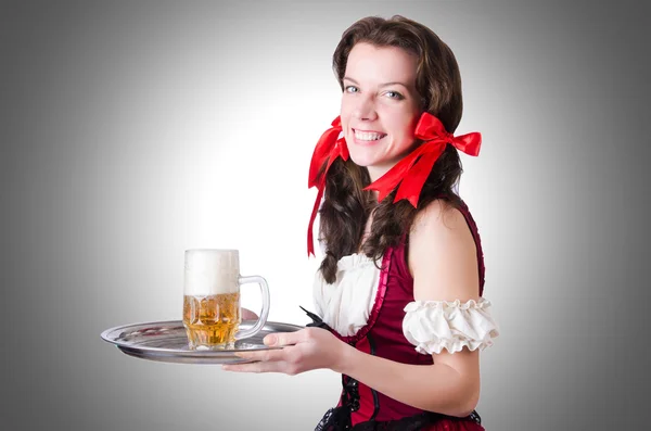 Bavarian girl with tray — Stock Photo, Image