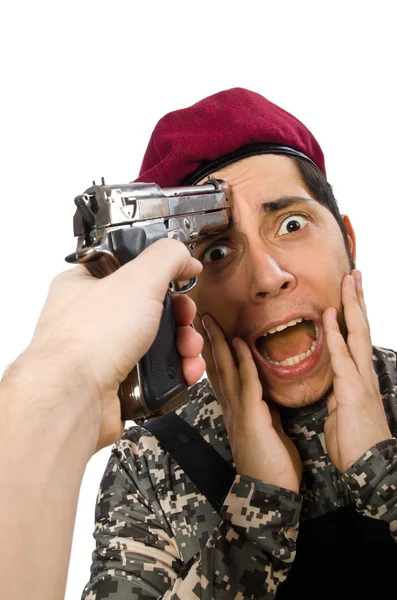 Soldat med ett vapen — Stockfoto
