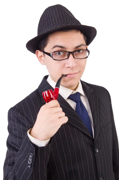 Funny gentleman in striped suit — Stock Photo, Image