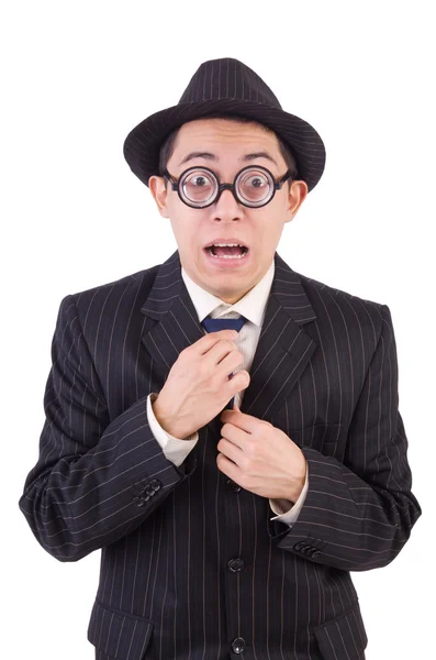 Funny gentleman in striped suit — Stock Photo, Image