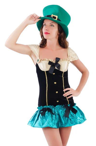 Weibliches Modell in irischem Kostüm — Stockfoto