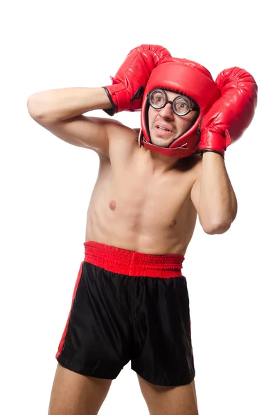 Boxeador divertido con guantes rojos —  Fotos de Stock