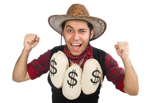 Cowboy a pénzt táskák — Stock Fotó