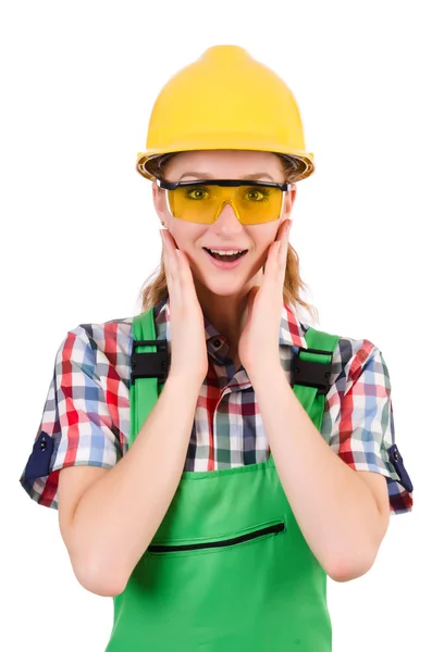 Female handyman in overalls — Stock Photo, Image