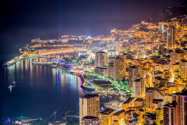 Ночной вид на Монако с горы — стоковое фото