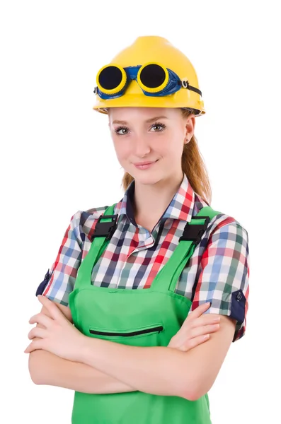 Female handyman in overalls — Stock Photo, Image