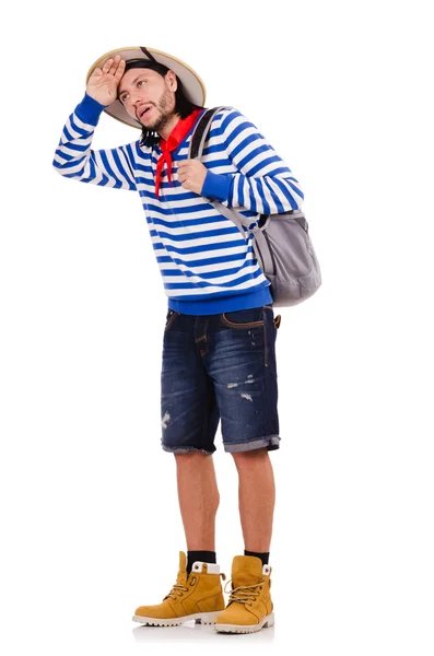 Un turista con mochila — Foto de Stock