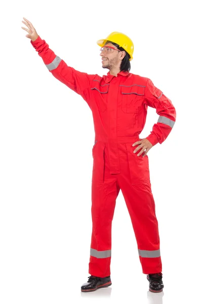 Industriële werknemer in rode overall — Stockfoto