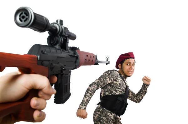 Soldat med ett vapen — Stockfoto