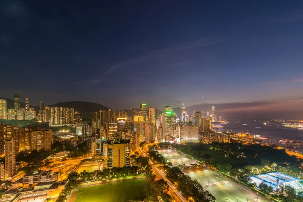 Vista de Hong Kong durante o pôr do sol — Fotografia de Stock