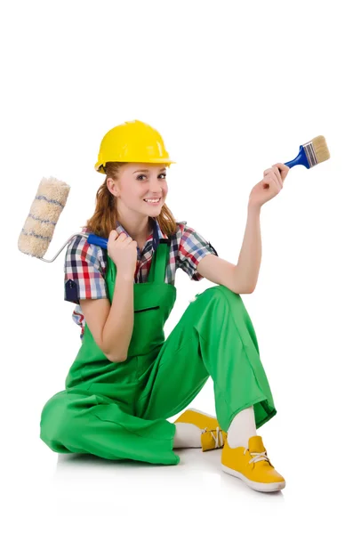 Female foreman with paint brush — Stock Photo, Image