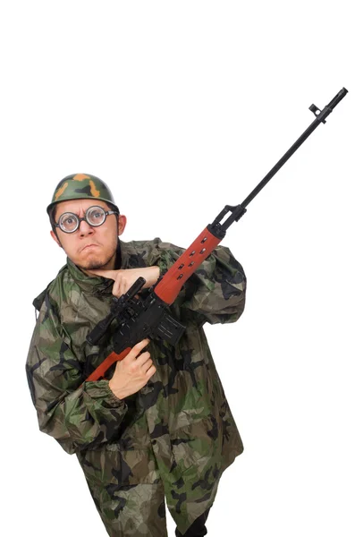 Militar con un arma — Foto de Stock