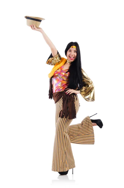 Девушка в красочном латиноамериканском платье — стоковое фото