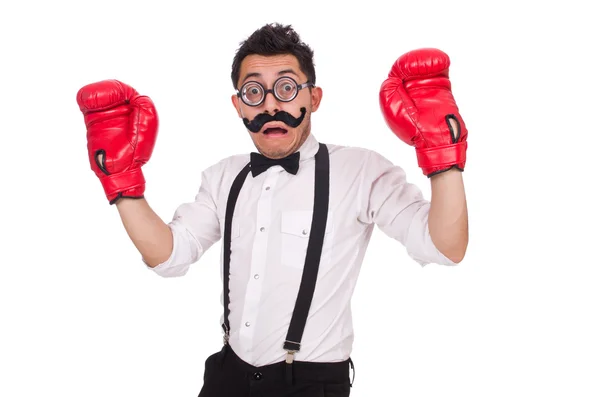 Boxeador divertido aislado en el fondo blanco — Foto de Stock