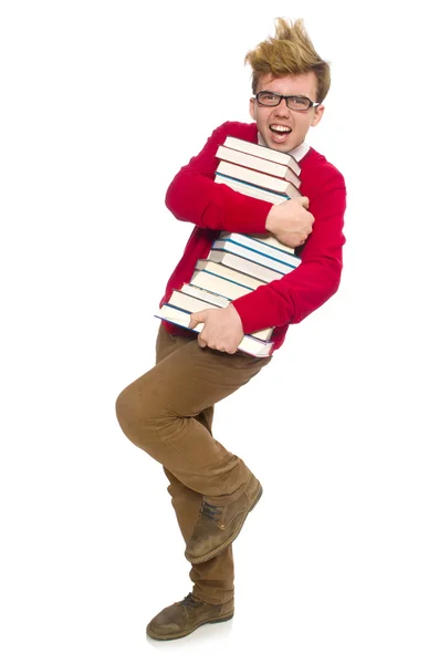 Estudiante divertido con libros — Foto de Stock