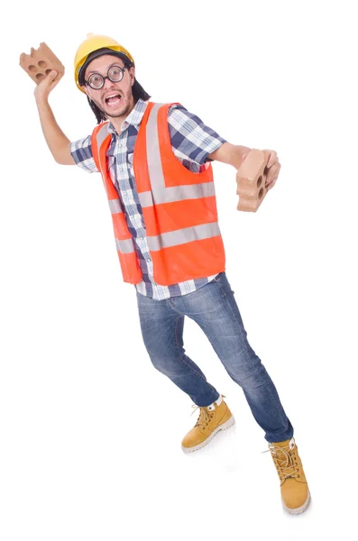 Young bricklayer with bricks — Stock Photo, Image
