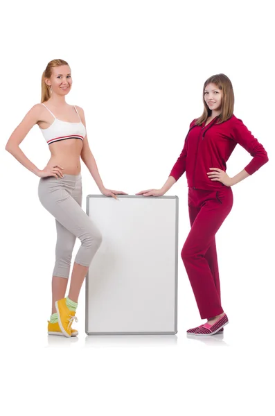 Ragazze in costume sportivo isolato su bianco — Foto Stock