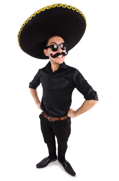Muž na sobě mexické sombrero klobouk — Stock fotografie