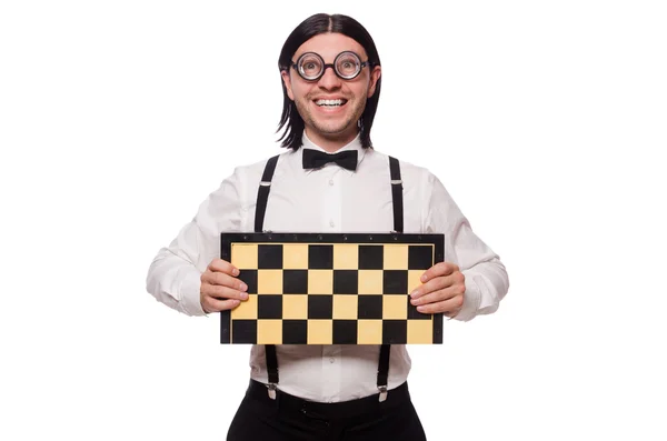 Nerd szachista — Zdjęcie stockowe