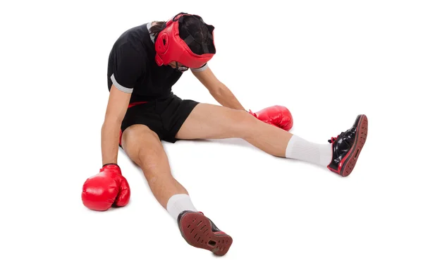 Boxeador divertido con guantes rojos —  Fotos de Stock