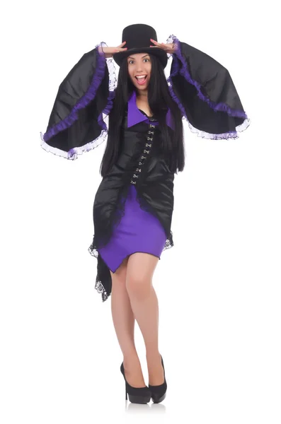 Femme en robe noire et violette — Photo