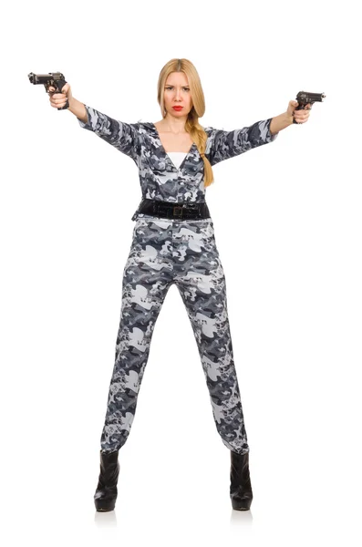 Mujer en concepto militar — Foto de Stock