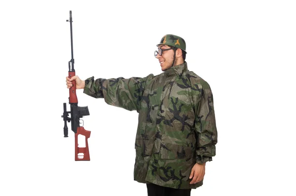 Militär man med en pistol — Stockfoto