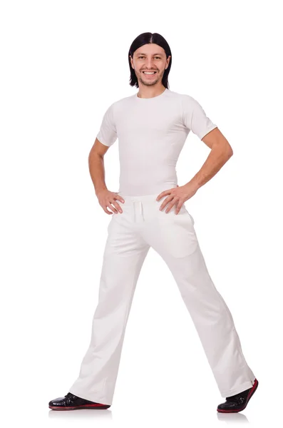 Adam beyaz spor giyim — Stok fotoğraf